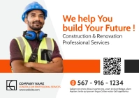 construction company postcard advertisement ไปรษณียบัตร template