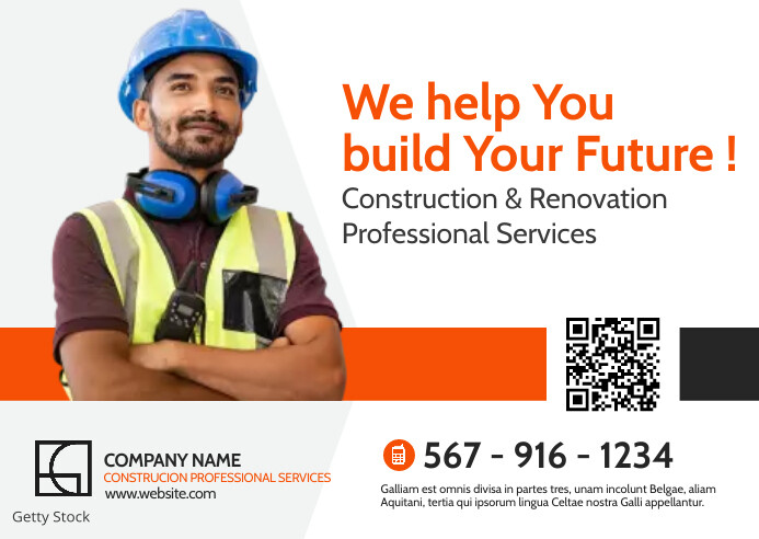 construction company postcard advertisement Template | PosterMyWall