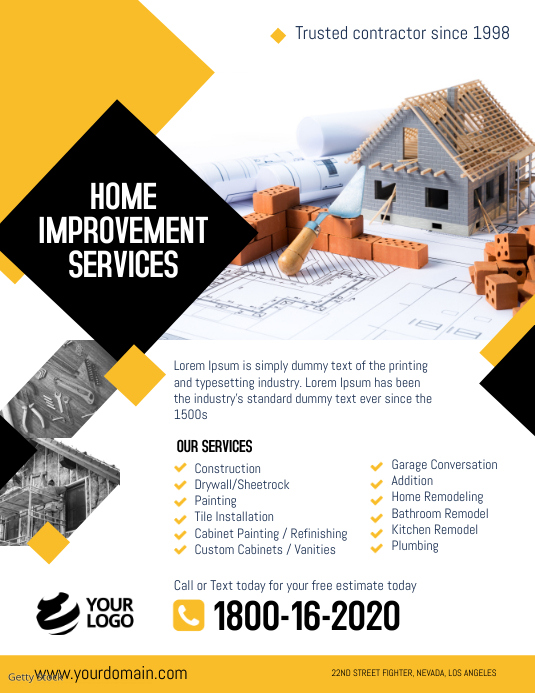 Construction company service flyer ใบปลิว (US Letter) template