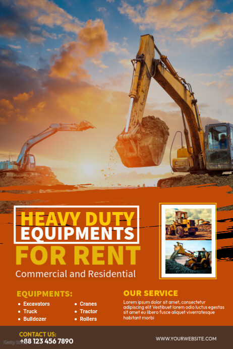 Tool Rental Signage Construction Equipment Rental Banner Template | PosterMyWall