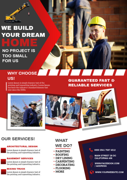 Construction flyer A4 template