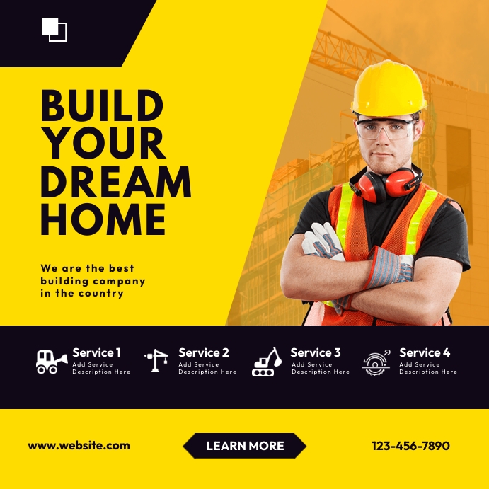 Construction flyer Instagram Plasing template