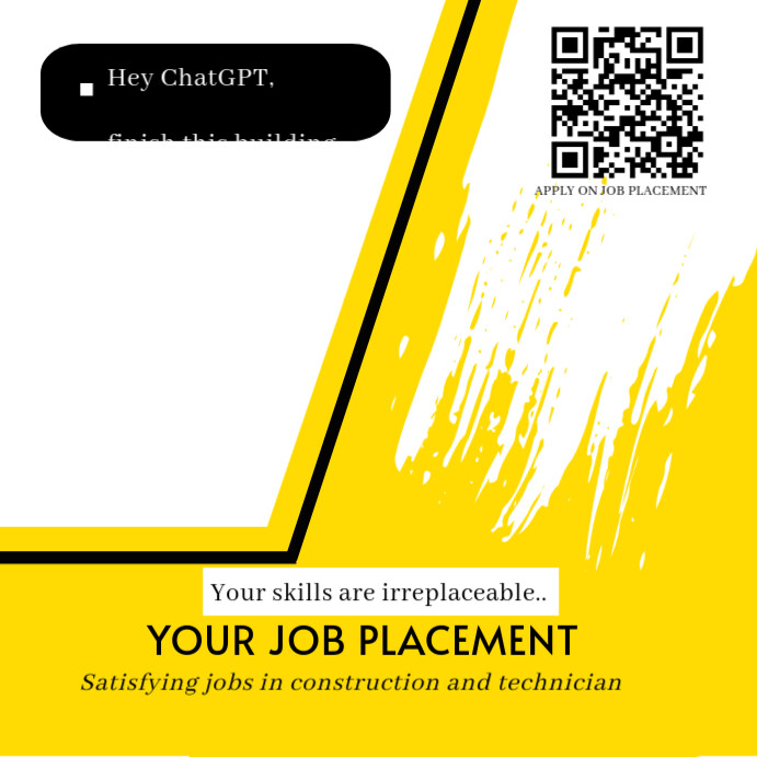 Plantilla de Construction Job Seeker Ad Template | PosterMyWall
