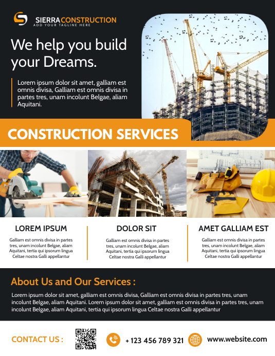 Construction services advertisement black and Template | PosterMyWall
