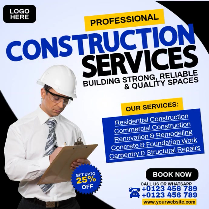 Construction Services Template | PosterMyWall