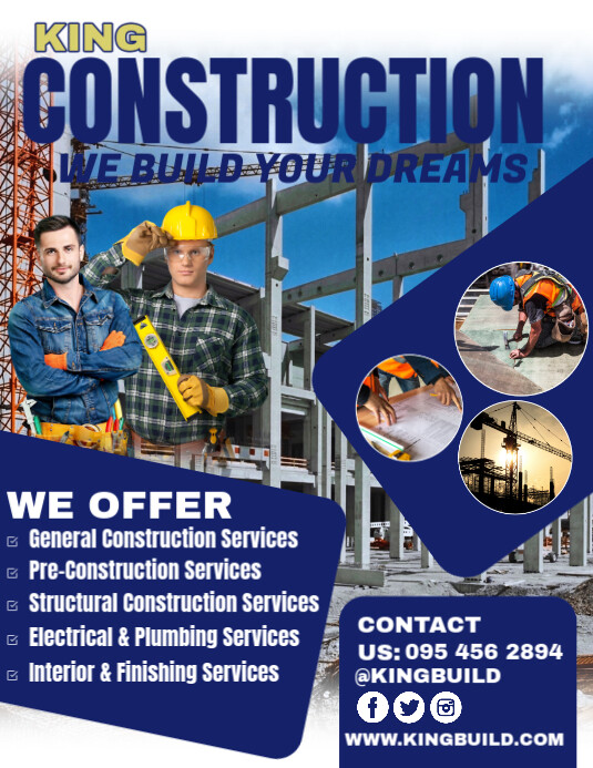 Construction Services Flyers Template | PosterMyWall