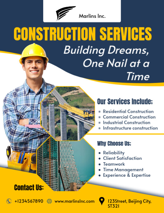 Construction Services Flyer (Letter pang-US) template
