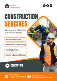 Construction Services Flyer - Building & Renovation Company Poster Template A2