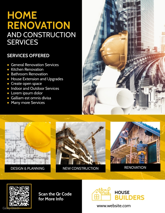 construction services flyer 传单(美国信函) template