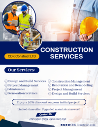 สีขาว Construction Services Promotion Flyer Template
