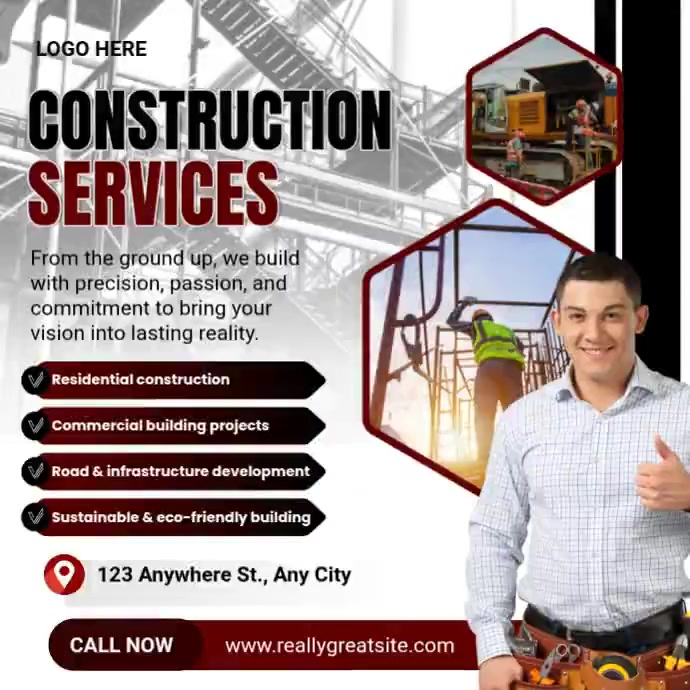 Construction Services Template | PosterMyWall
