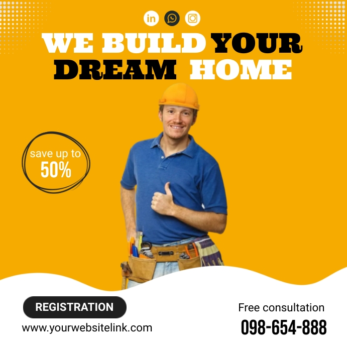 Construction Worker Ads Template | PosterMyWall