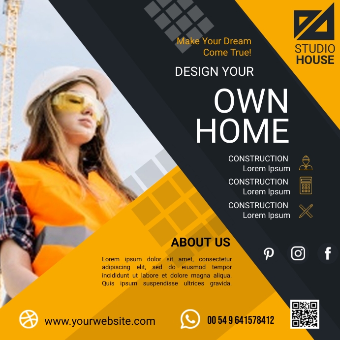 Construction Worker Ads Template | PosterMyWall