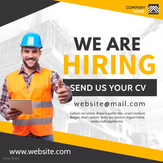 construction workers hiring template design | PosterMyWall