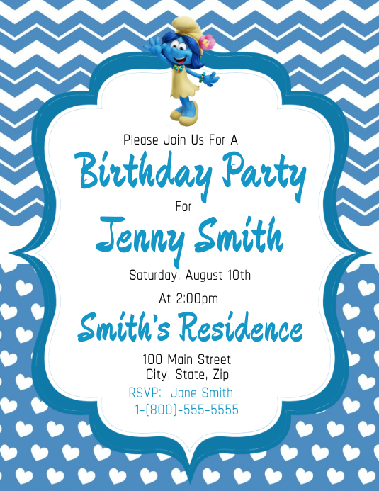 Smurf Birthday Invitation