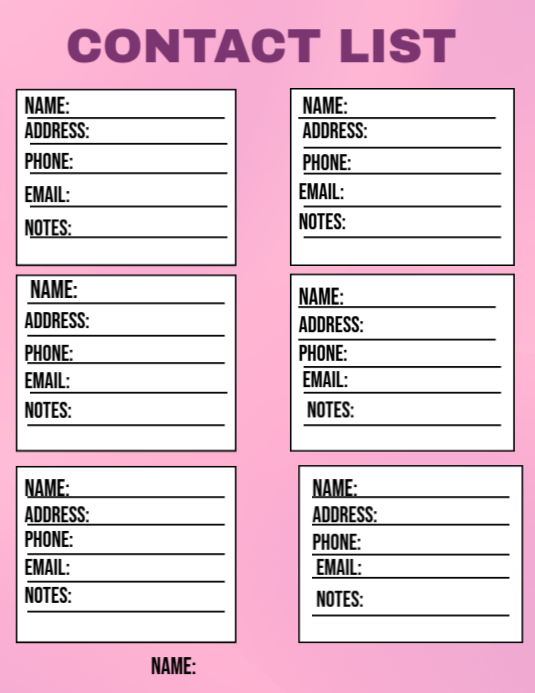 Contact list design Volantino (US Letter) template