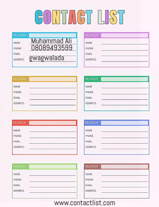 Contact list design template Flyer (US Letter)