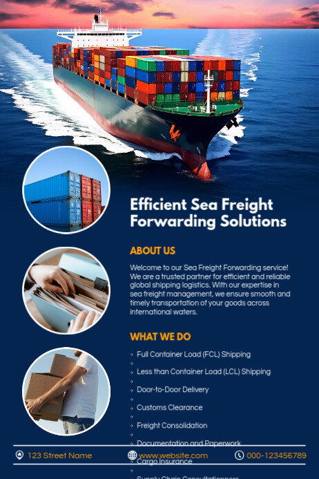 Container Shipping Cargo Freight Forwarding Template | PosterMyWall