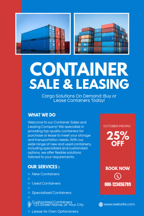 Promo Container Graphics Container Shipping Cargo Service Templat | PosterMyWall