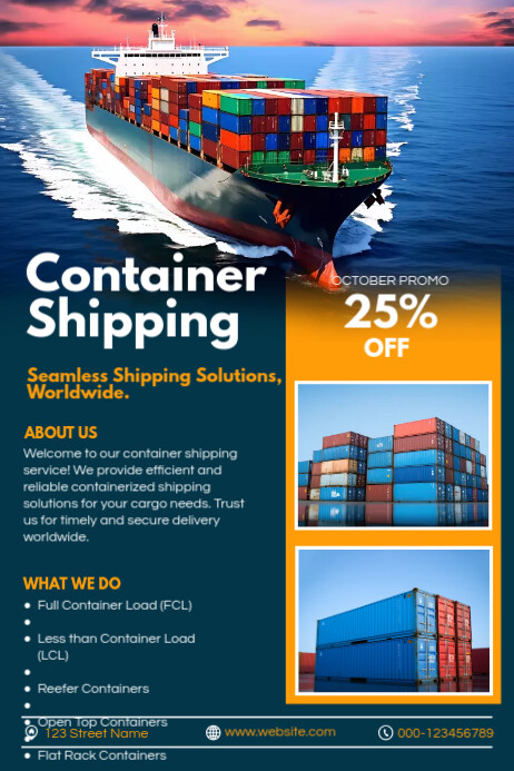 Container Shipping Cargo Service Template | PosterMyWall