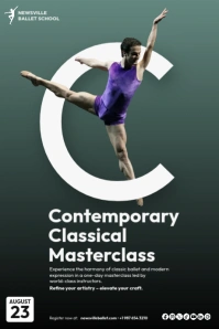 Contemporary Classical Ballet Masterclass Flyer Template Instagram Post Póster
