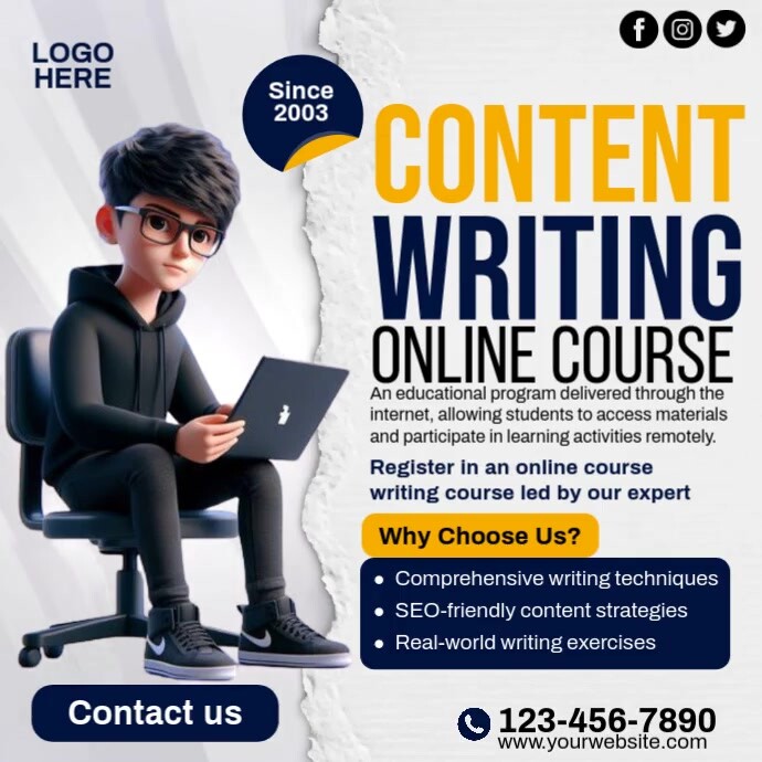 Content Writing Online Course Instagram 帖子 template