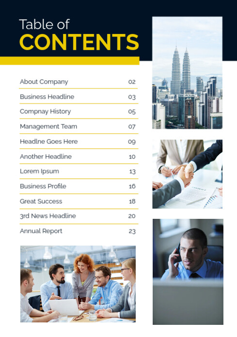 Contents Page Design Template | PosterMyWall