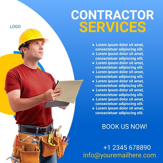 Contractor Services Template PosterMyWall