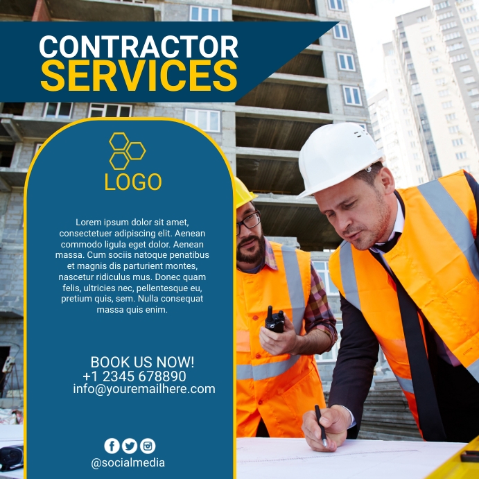Contractor Advertisement Post contractor services Template | PosterMyWall
