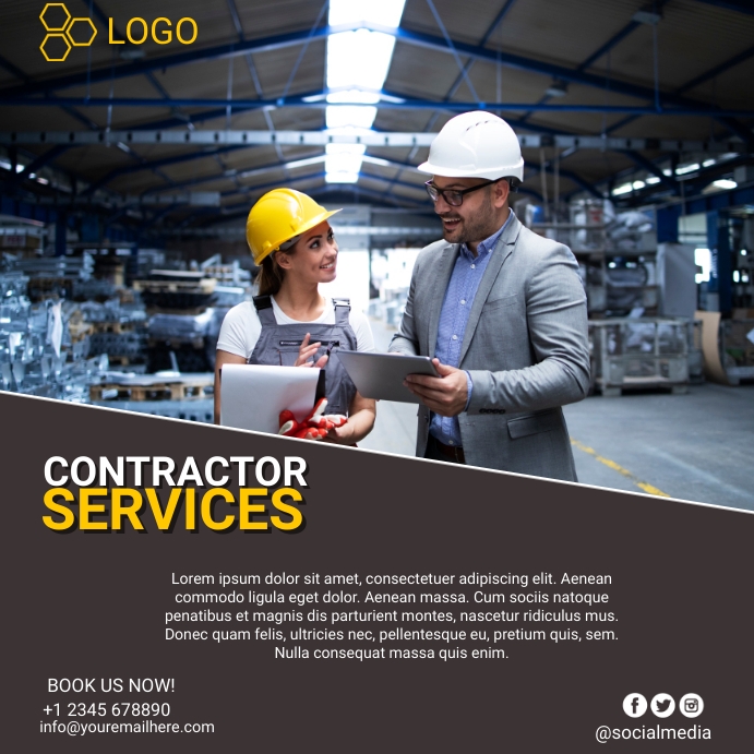Contractor Services Template PosterMyWall