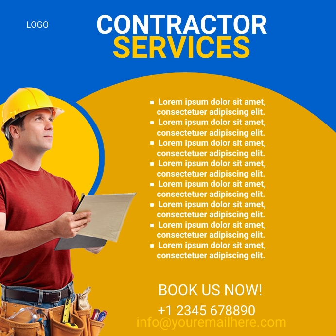 Contractor Advertisement Post contractor services Template | PosterMyWall