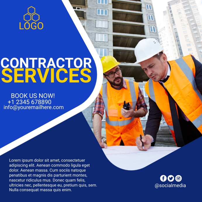 Contractor Services Template PosterMyWall