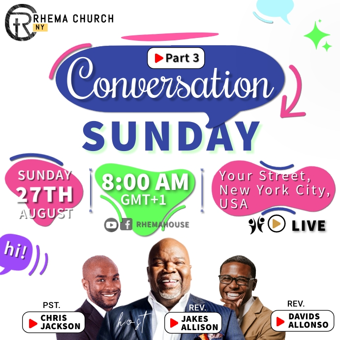 Conversation Church flyer Publicação no Instagram template