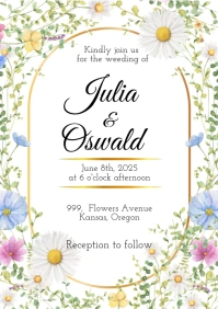 Convite Casamento Flores Silvestres A4 template