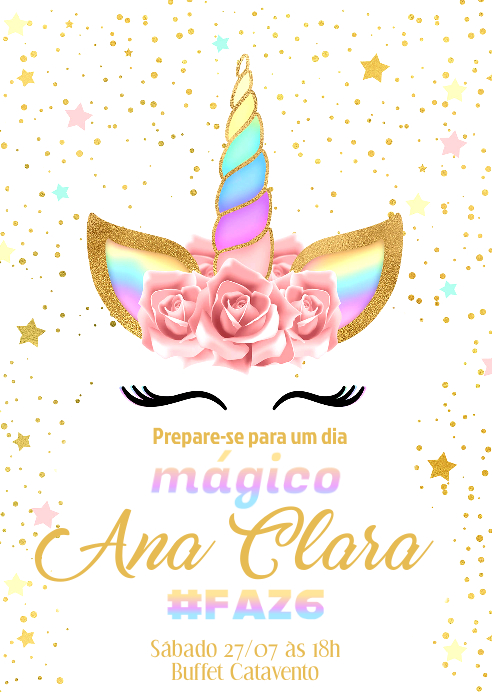 Convite Festa Unicórnio - 022 A6 template