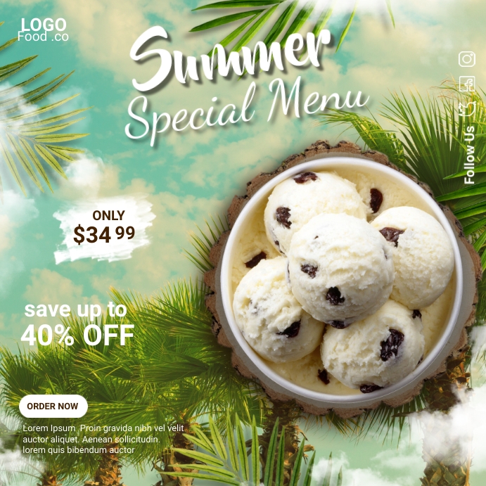 Cookies And Cream Summer Menu Instagram Post template