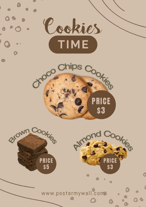Cookies Stack Poster Cookies Promotion Poster Brown Simple Template | PosterMyWall