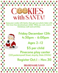 Cookies with Santa Flyer | Christmas Kids Event Invitation Template Instagram Portrait