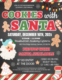 Cookies with Santa Flyer Printable Folheto (US Letter) template