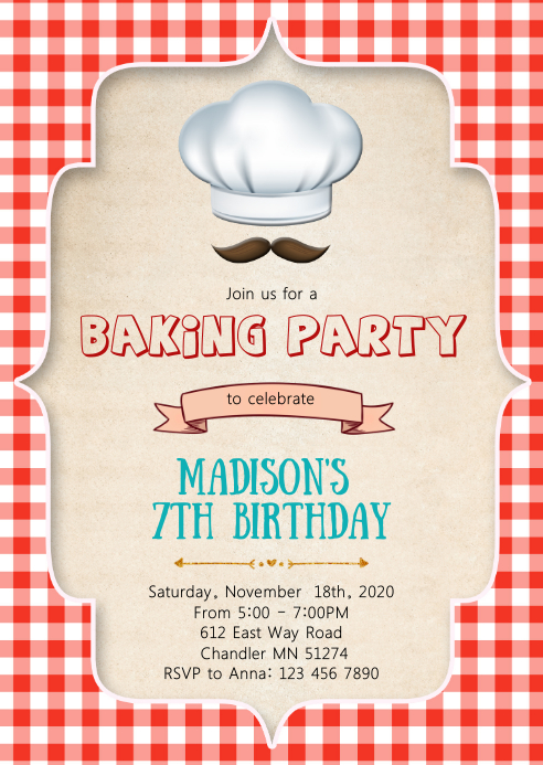 Cooking birthday party invitation Template | PosterMyWall