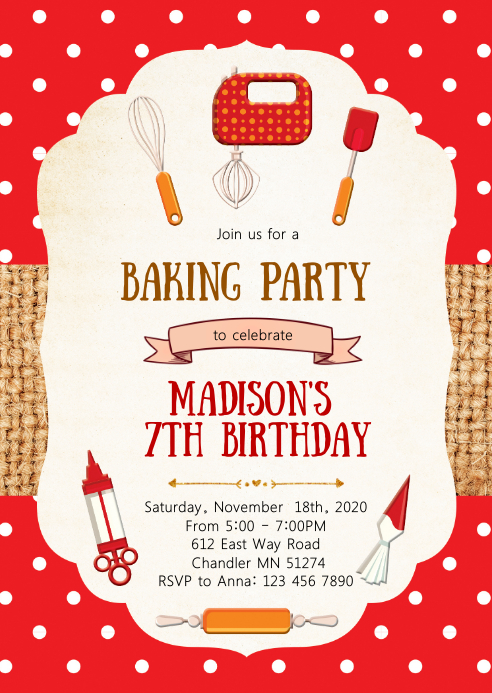 Cooking birthday party invitation Template | PosterMyWall