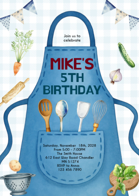 Cooking birthday theme invitation Template | PosterMyWall