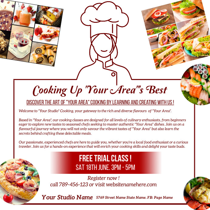 Cooking Advertisement. Now Cooking Class Instagram Ad Template | PosterMyWall