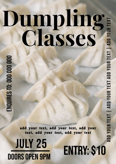Cooking class dumplings A4 template
