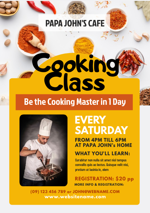 Cooking Class Flyer Template | PosterMyWall