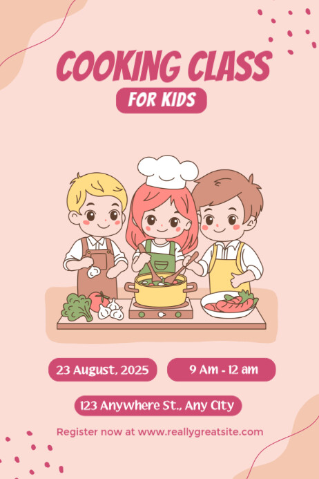 Poster Cook Drawing COOKING CLASS FOR KIDS POSTER Template | PosterMyWall