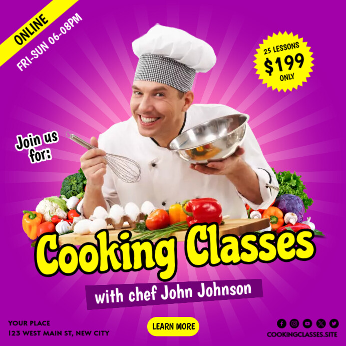 Cooking Anner Cooking Classes Banner Template | PosterMyWall
