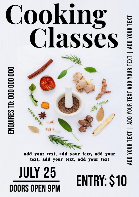 Cooking classes A4 template