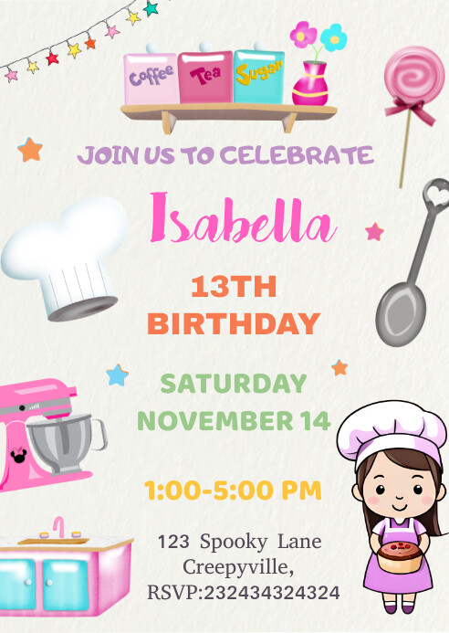 Cooking Fun Birthday Invitation Template | PosterMyWall