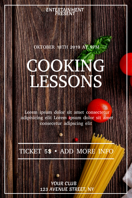Basic Cooking Lesson Flyer Cooking lesson event flyer template | PosterMyWall